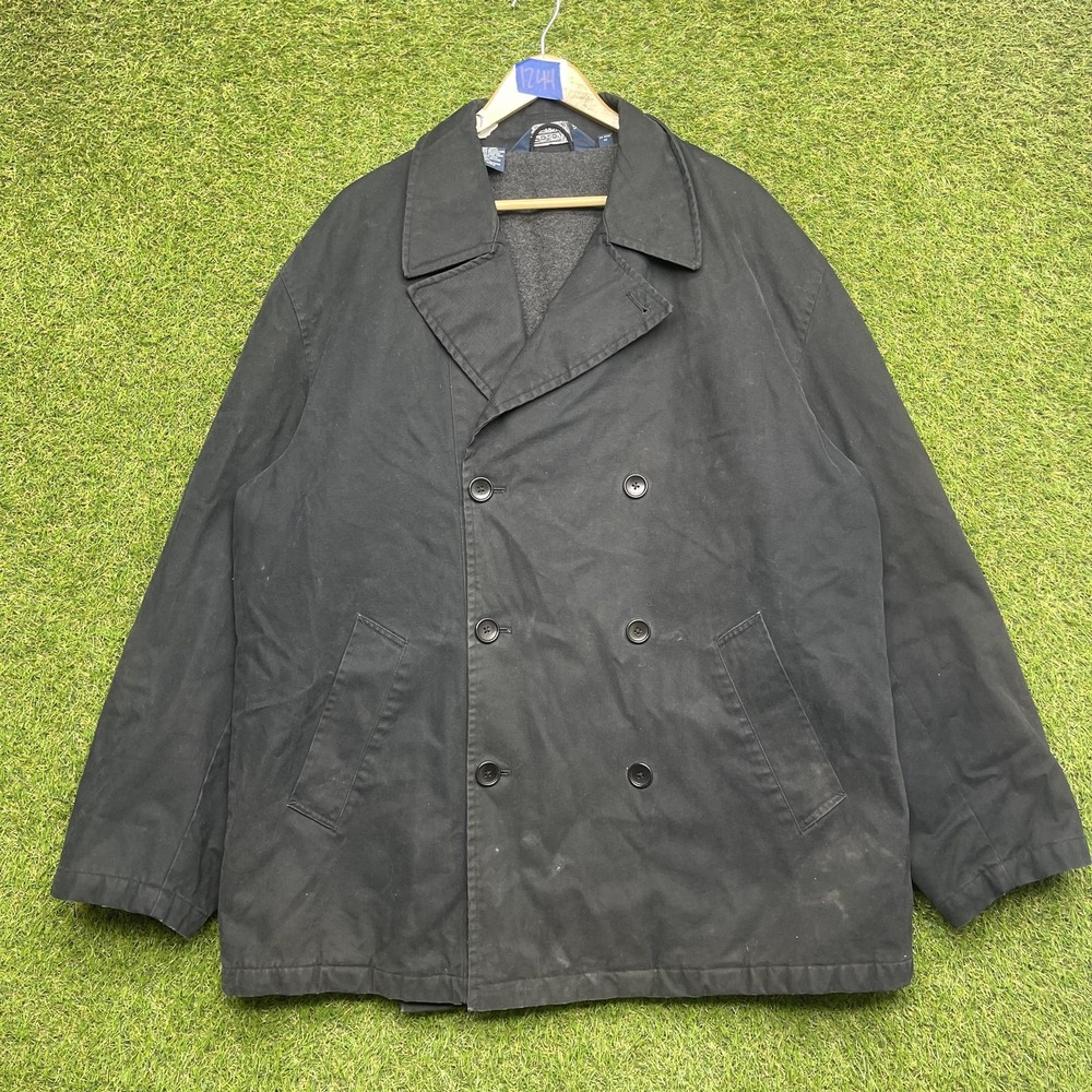 Polo Ralph Lauren Pea Coat Mens XL Black Lined Insulated Winter Button